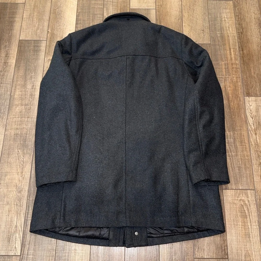Dockers Mens Wool Blend Car Coat Charcoal Gray Quilted Lined Jacket 2XLT Tall